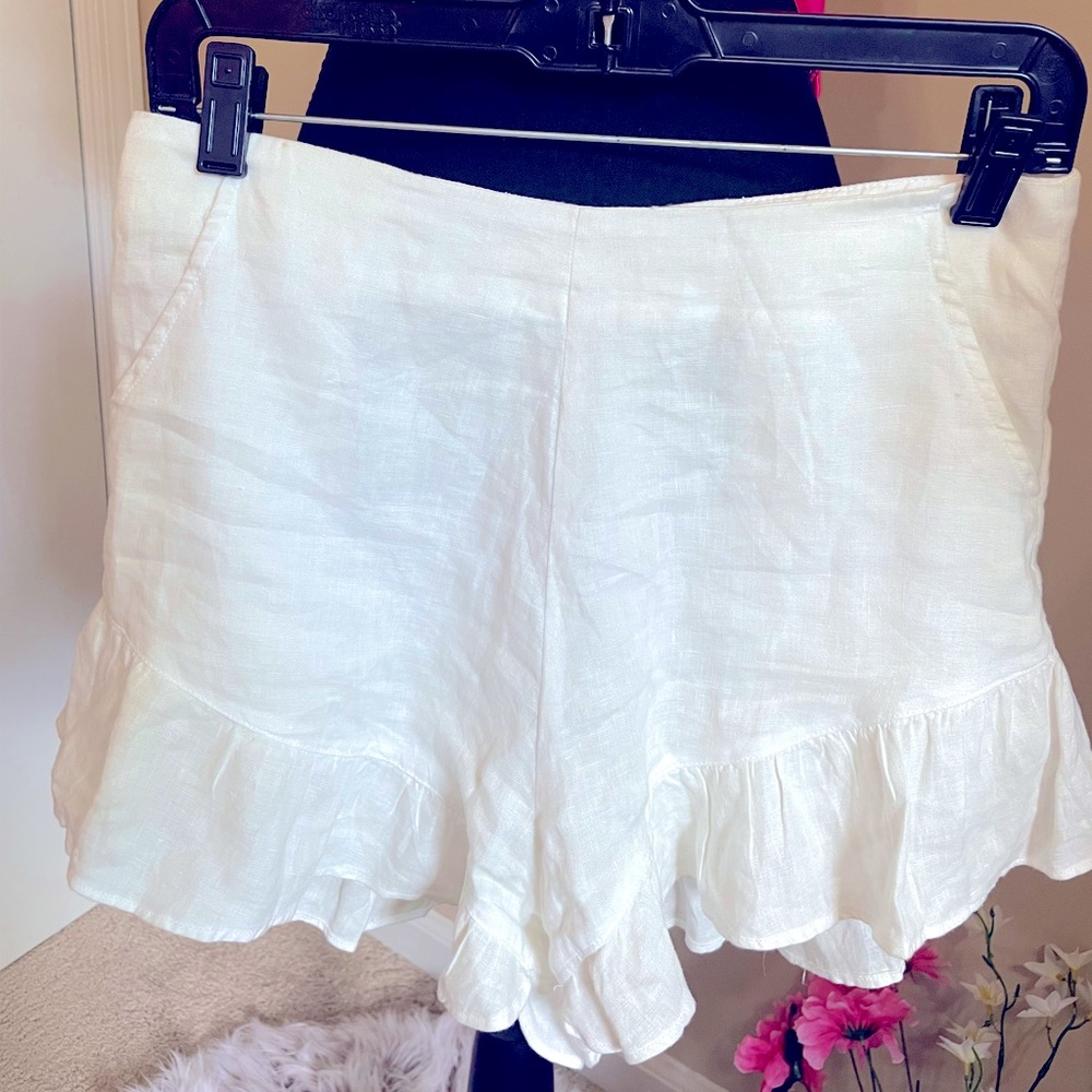 Madewell White High-Waist Ruffle Hem Shorts - Picture 3 of 5